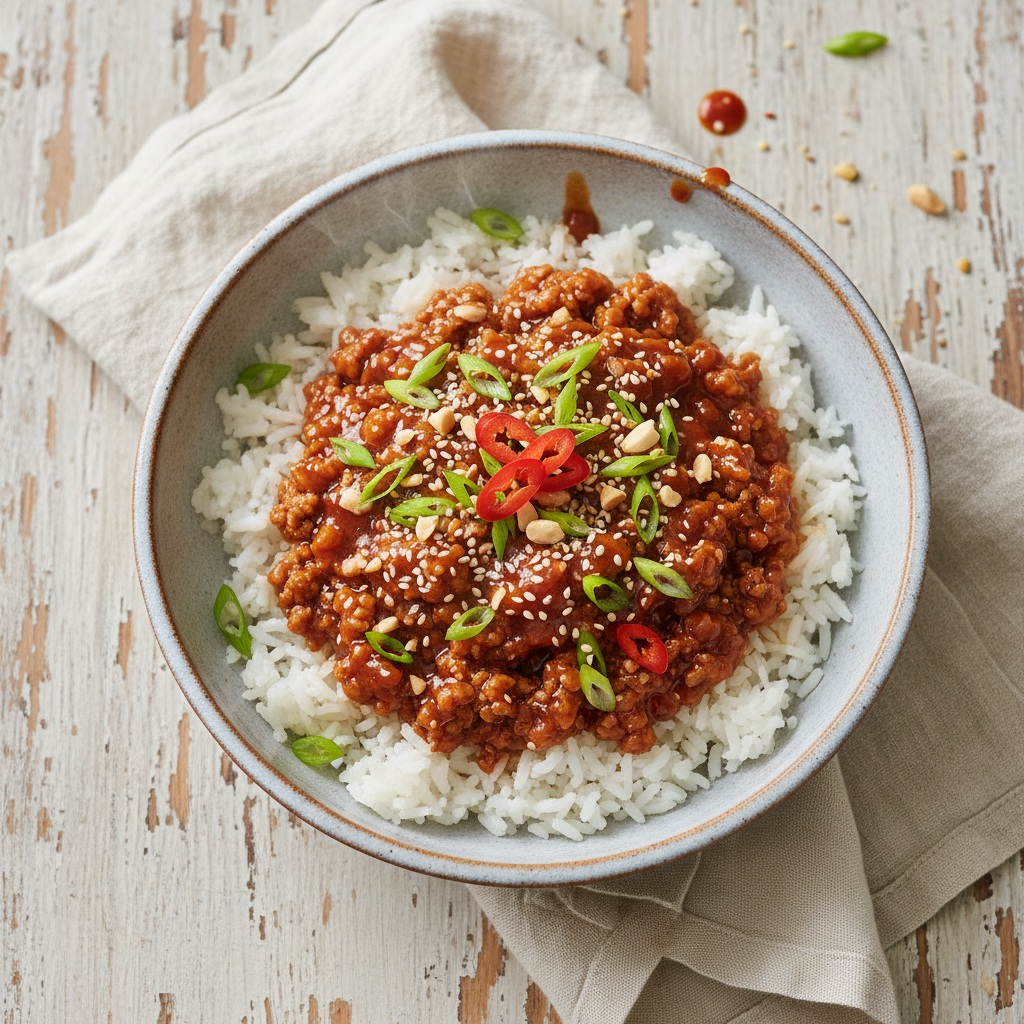 Speedy Saucy Pork & Rice Bowls
