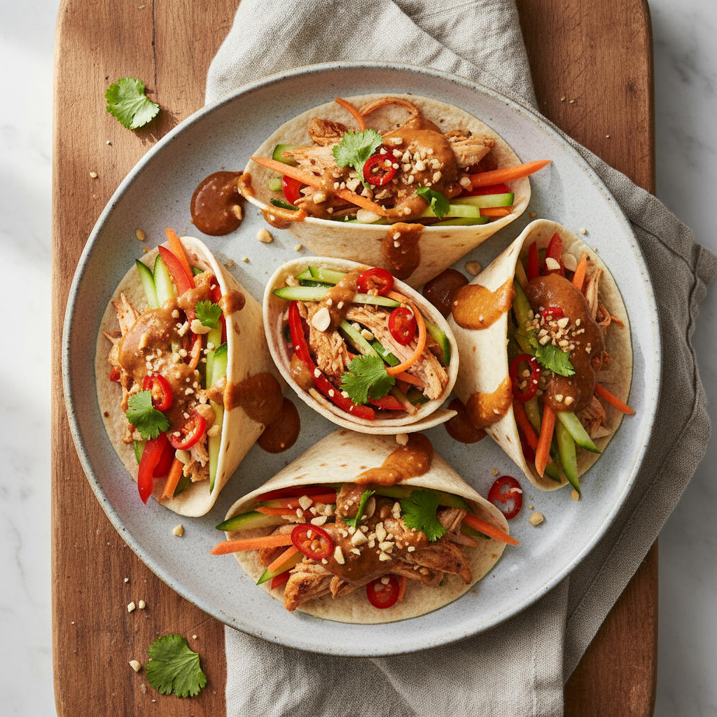 Speedy Spicy Peanut Chicken Wraps