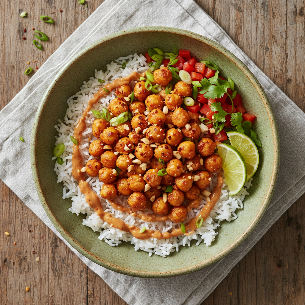 Speedy Spicy Peanut Chickpea Bowls