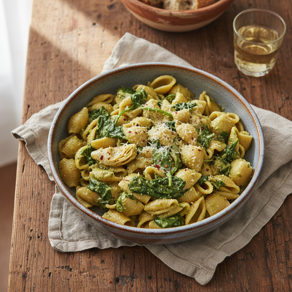 Speedy Spinach and Artichoke Pasta