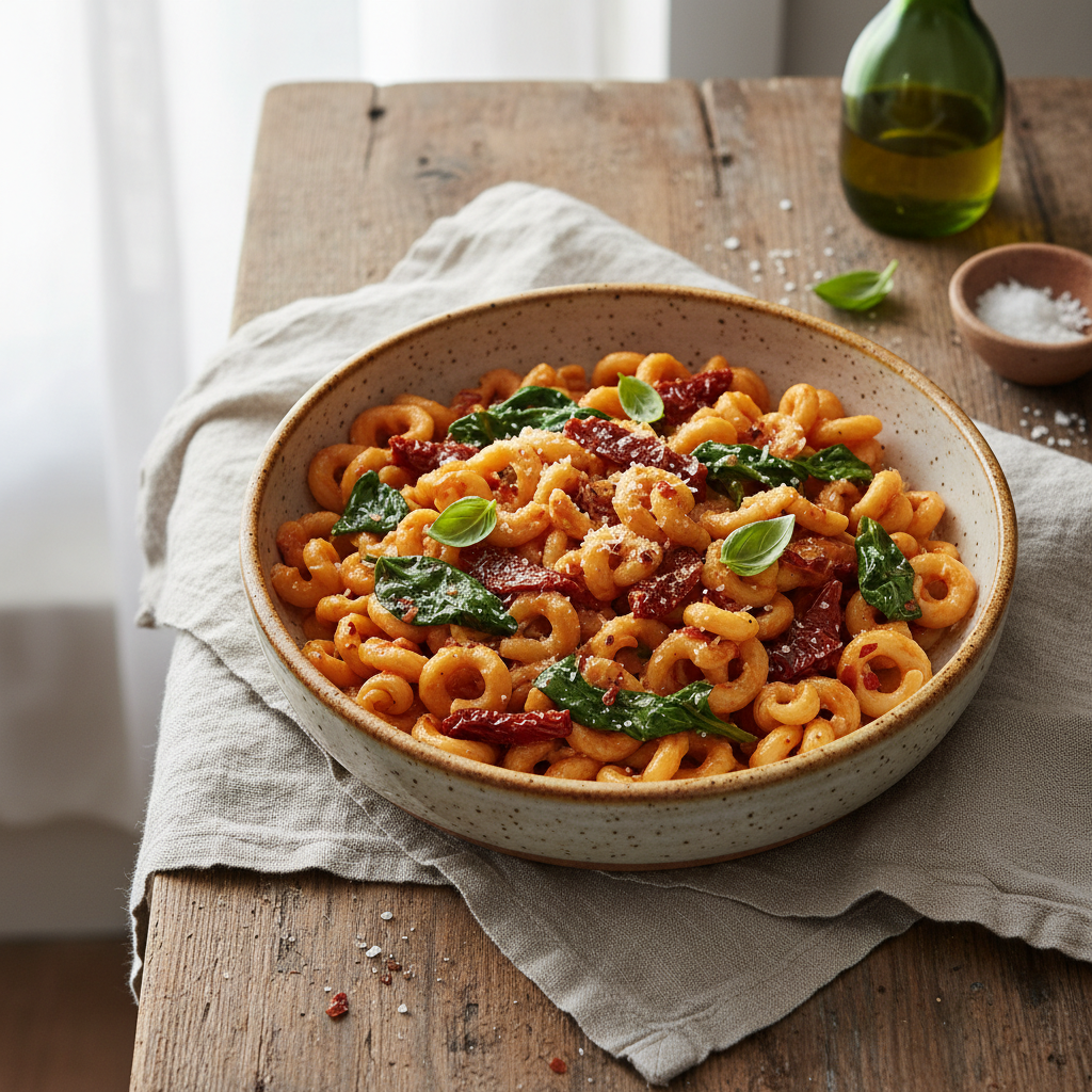 Speedy Sun-Dried Tomato & Spinach Pasta