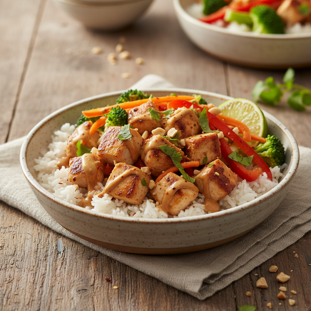 Speedy Thai Peanut Chicken Bowls