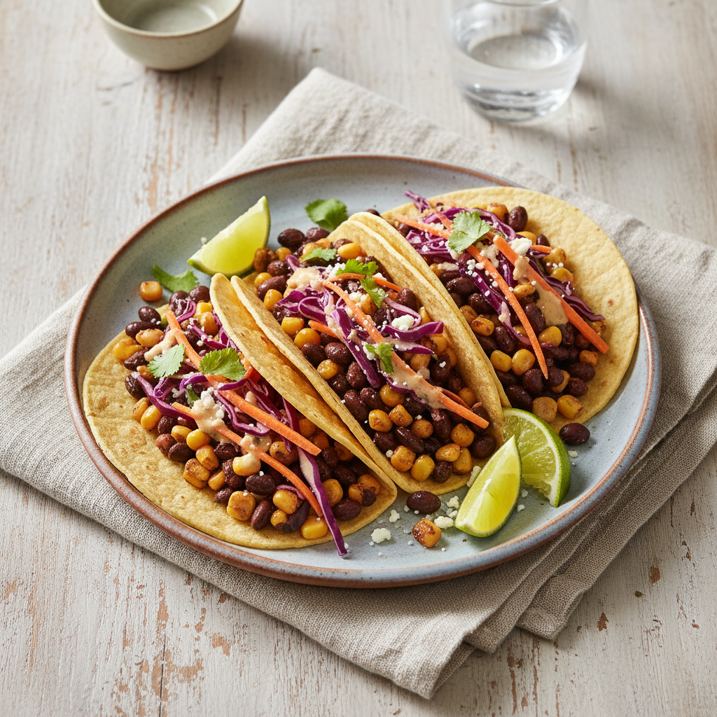 Spicy Black Bean & Corn Tacos