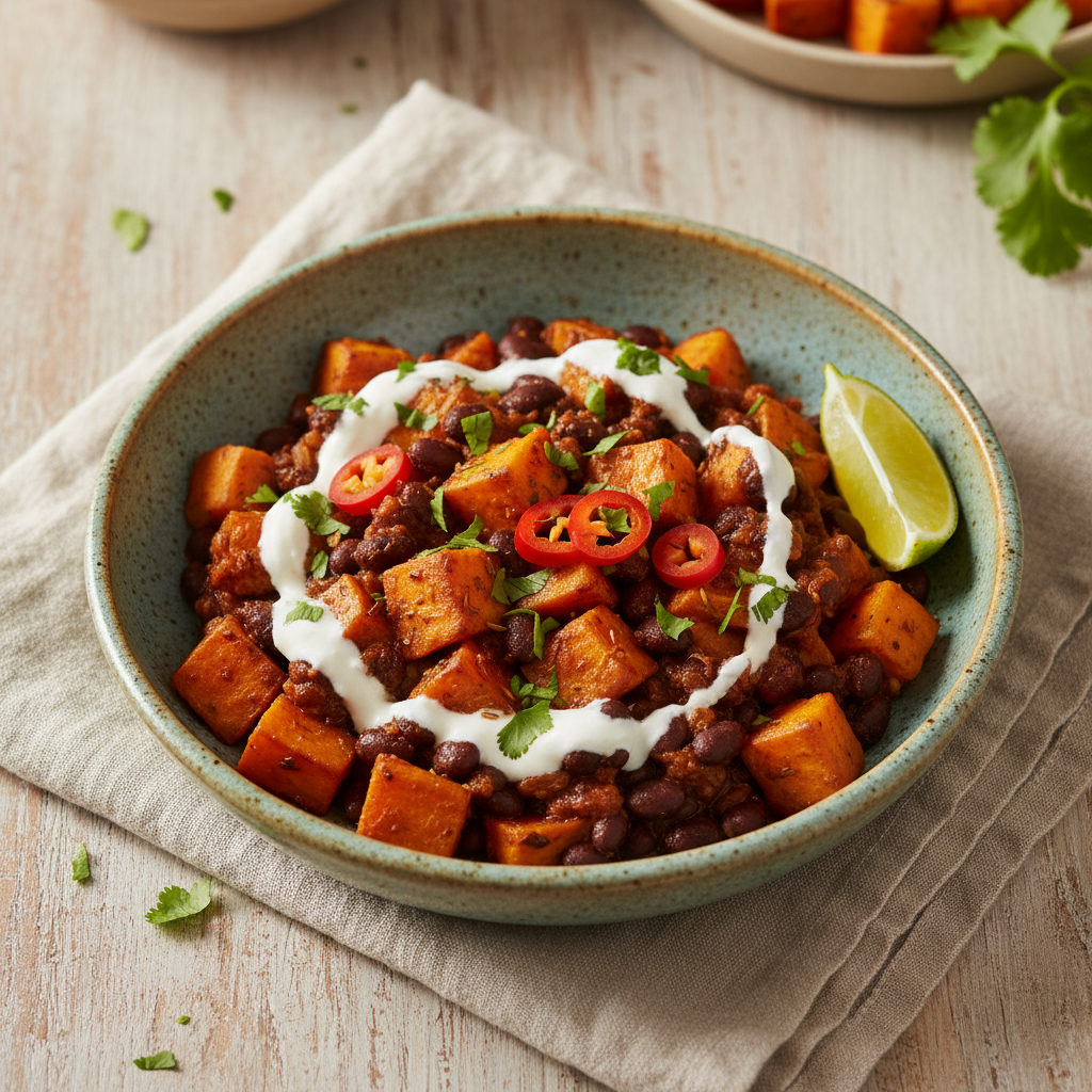 Spicy Black Bean and Sweet Potato Bowls