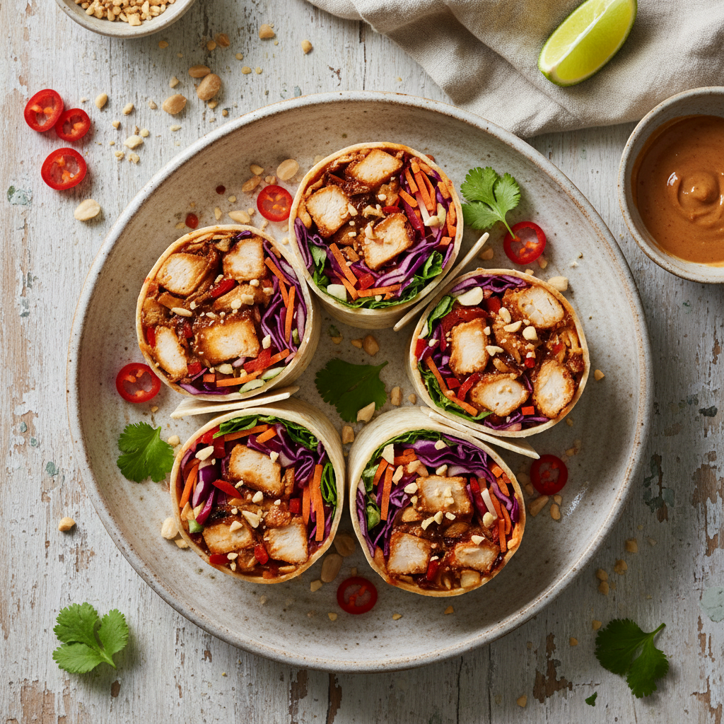 Spicy Peanut Chicken Wraps