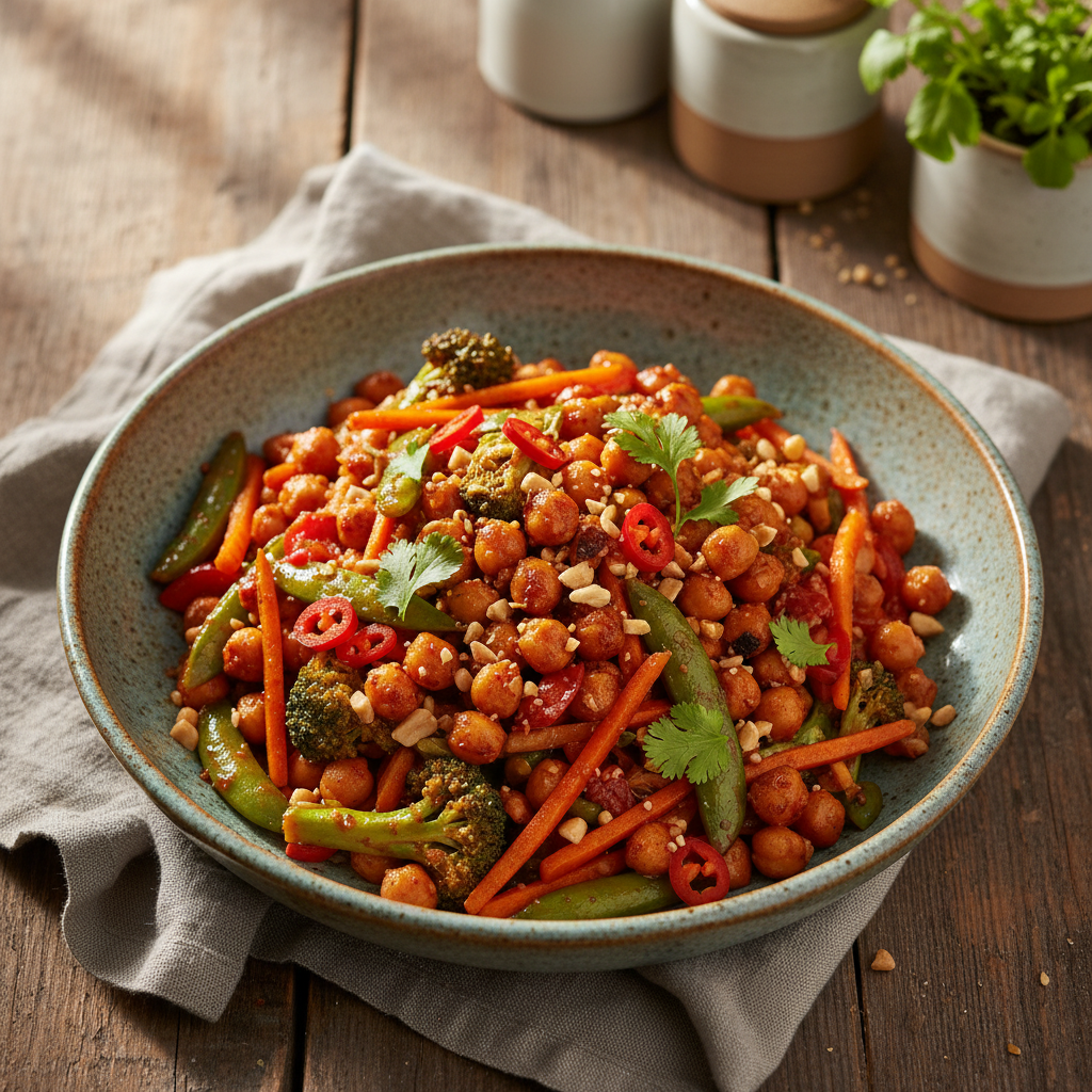Spicy Peanut Chickpea Stir-Fry