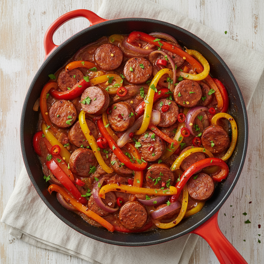Spicy Sausage and Pepper Skillet