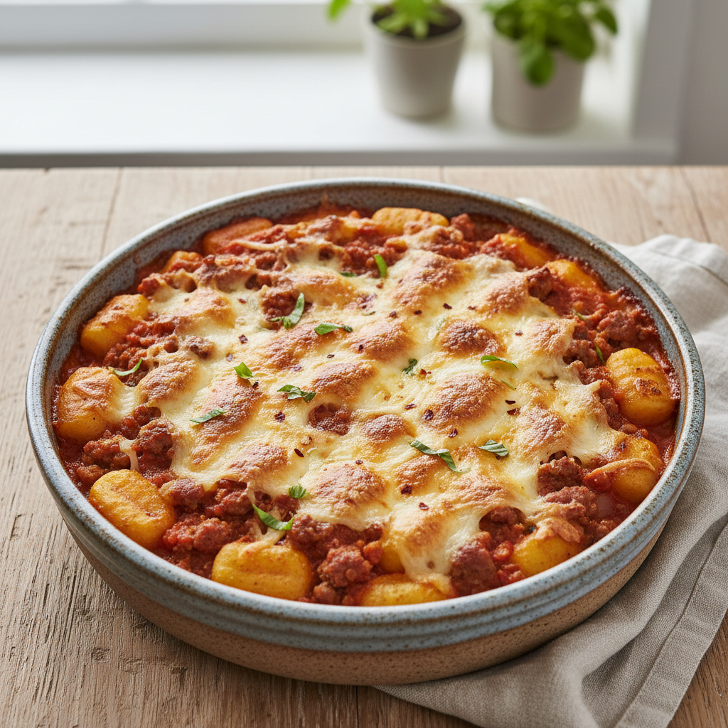 Spicy Sausage Gnocchi Bake