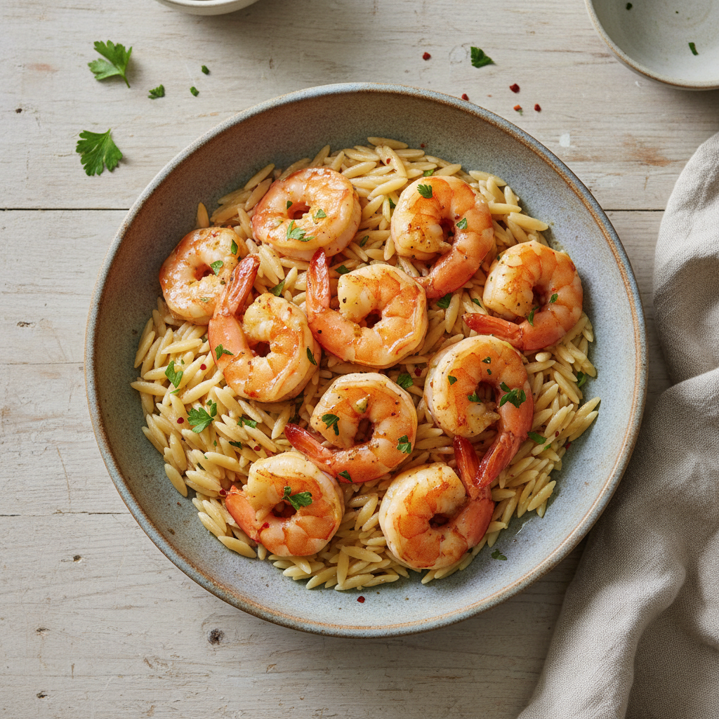 Weeknight Garlic Butter Shrimp with Orzo
