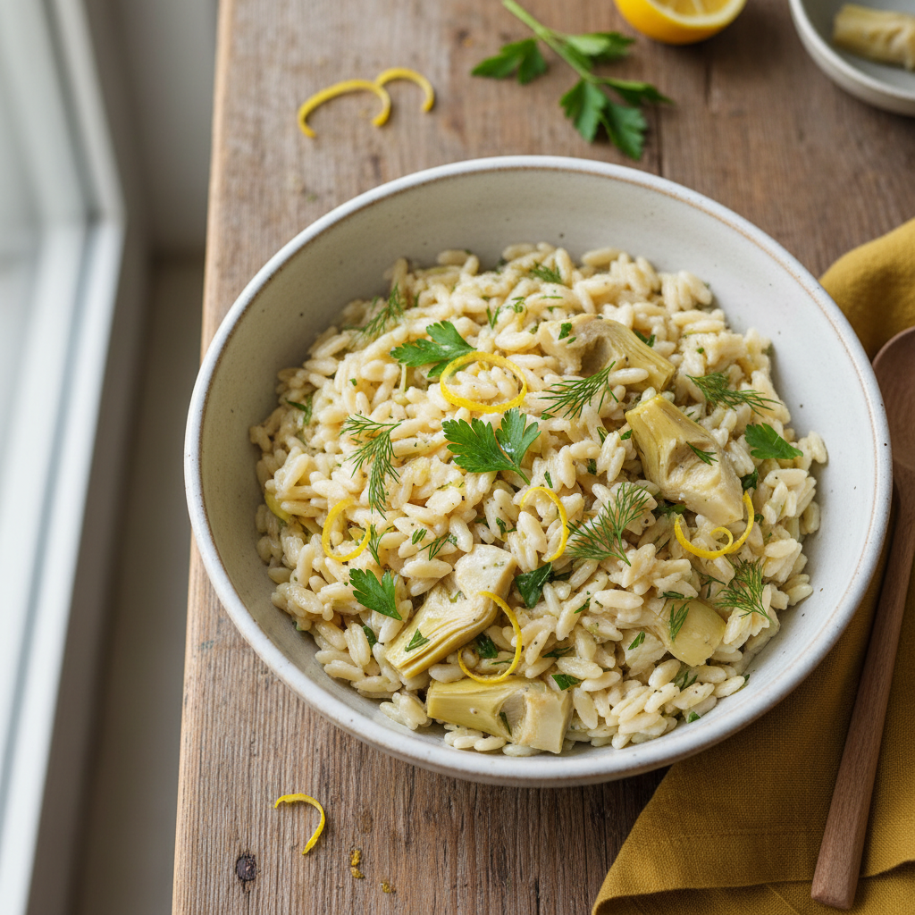 Zesty Lemon Artichoke Orzo