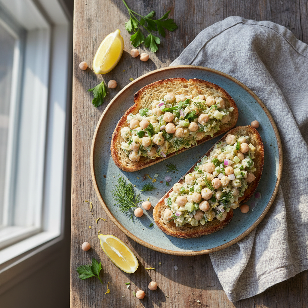 Zesty Lemon Herb Chickpea Salad Sandwich