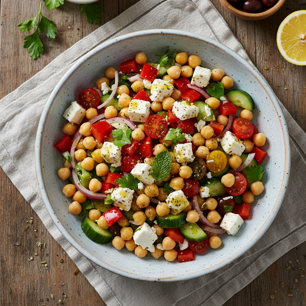 Zesty Mediterranean Chickpea and Feta Salad